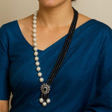 Pearl - black crystal necklace