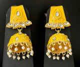 Meenakari Kundan moti jumka earings