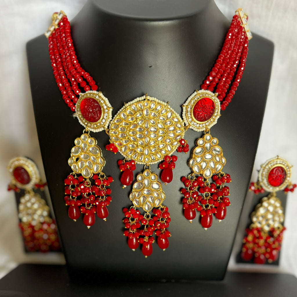 Kundan bicon bead chocker set