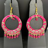 Meenakari dangler loop earings