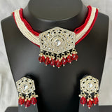 Beaded silver plated chocker set