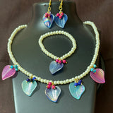 Pearl -leaf charms necklace set