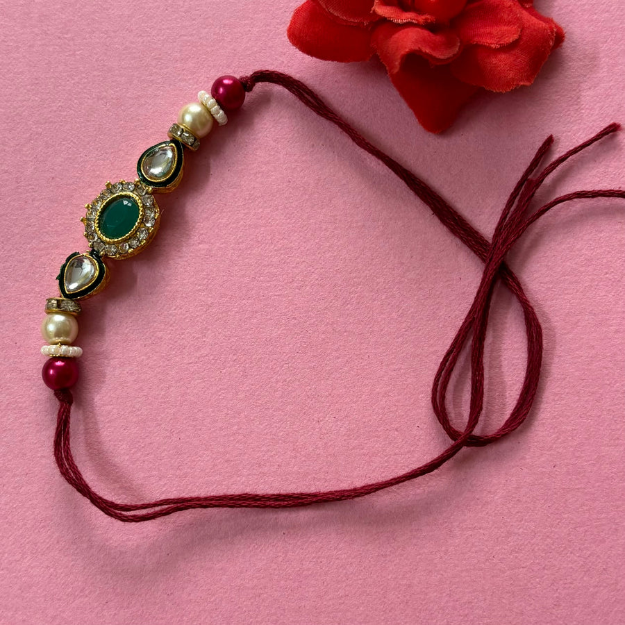 Rakhi green stone kundan
