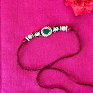 Rakhi green stone kundan