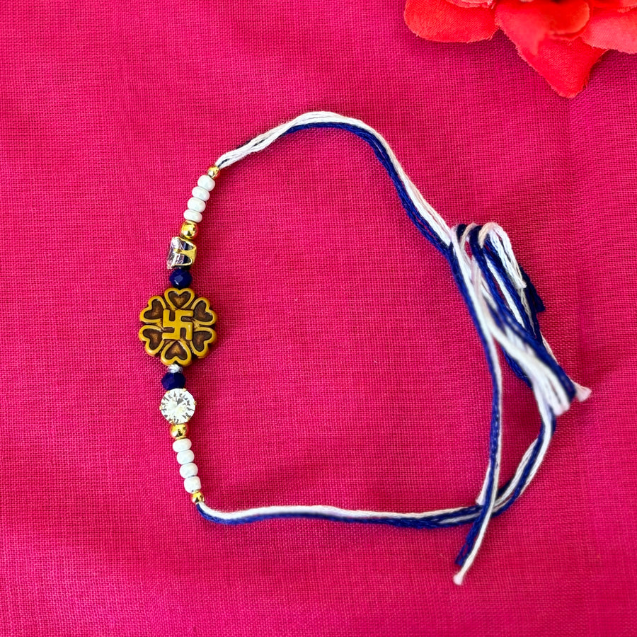 Rakhi dhori wooden swastik--(set of 3)