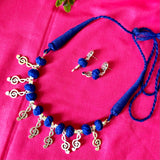 Blue cotton Bead german siklver Necklace