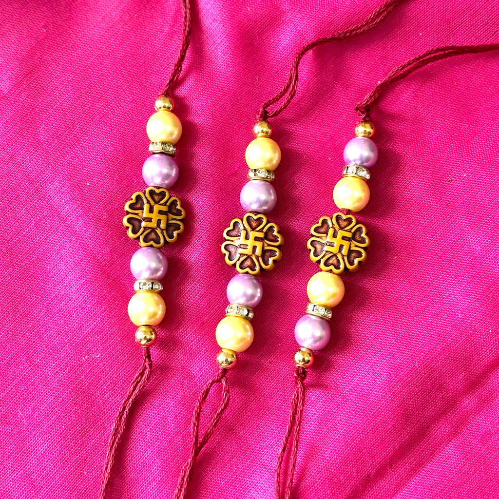 Rakhi wooden swastik-(set of 3)