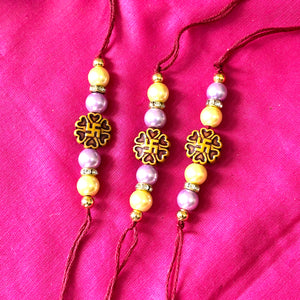 Rakhi wooden swastik-(set of 3)