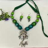 Wooden bead Ganesh Necklace set