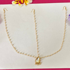Pear chain with Kundan -Maang Tikka