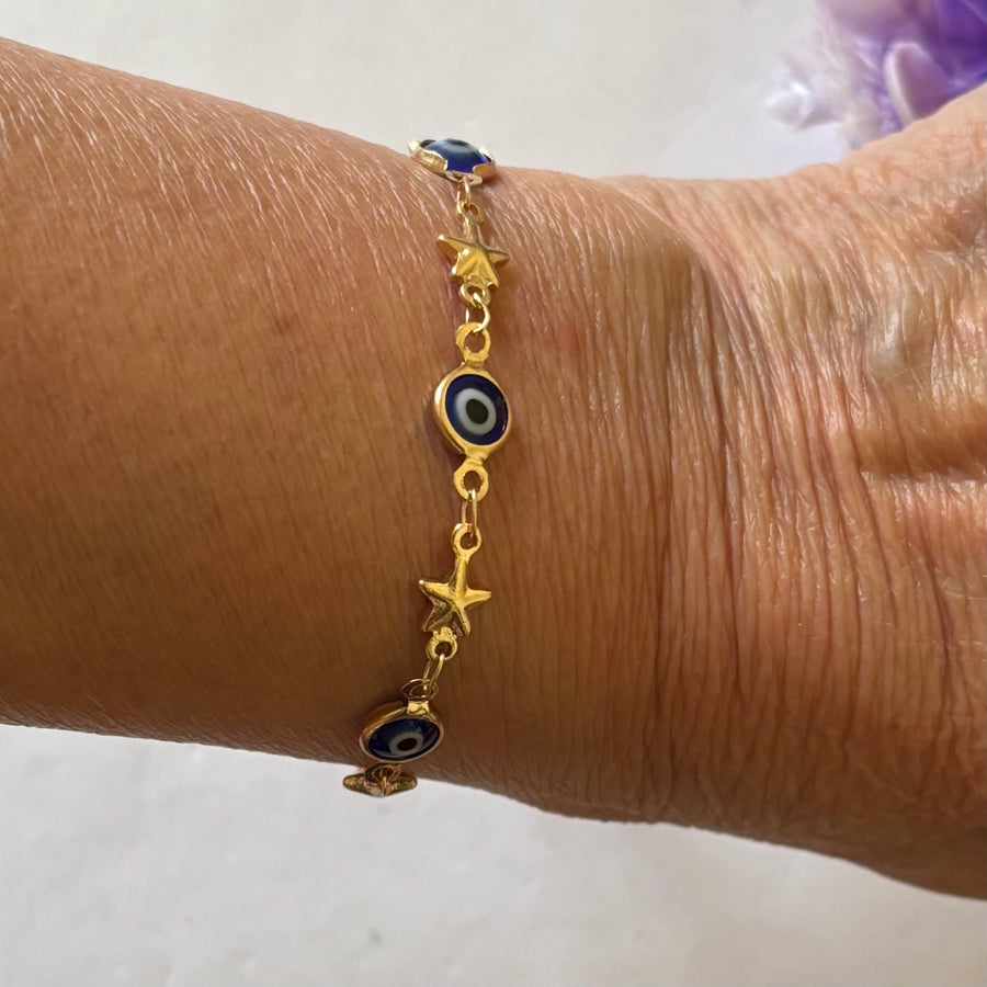 Evil eye / gold star bracelet