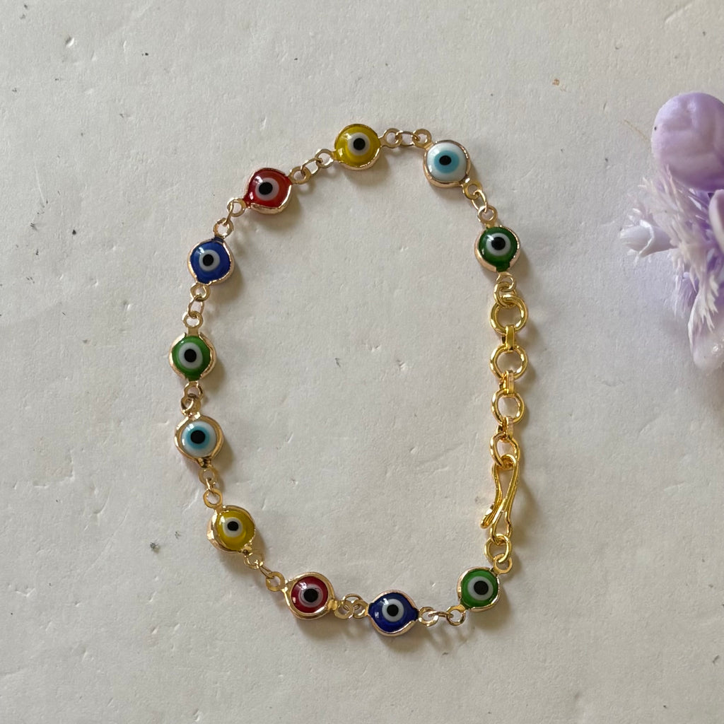 Evil eye Multi colour gold bracelet