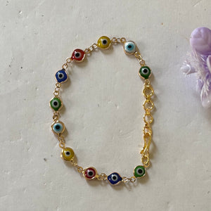 Evil eye Multi colour gold bracelet