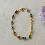 Evil eye Multi colour gold bracelet