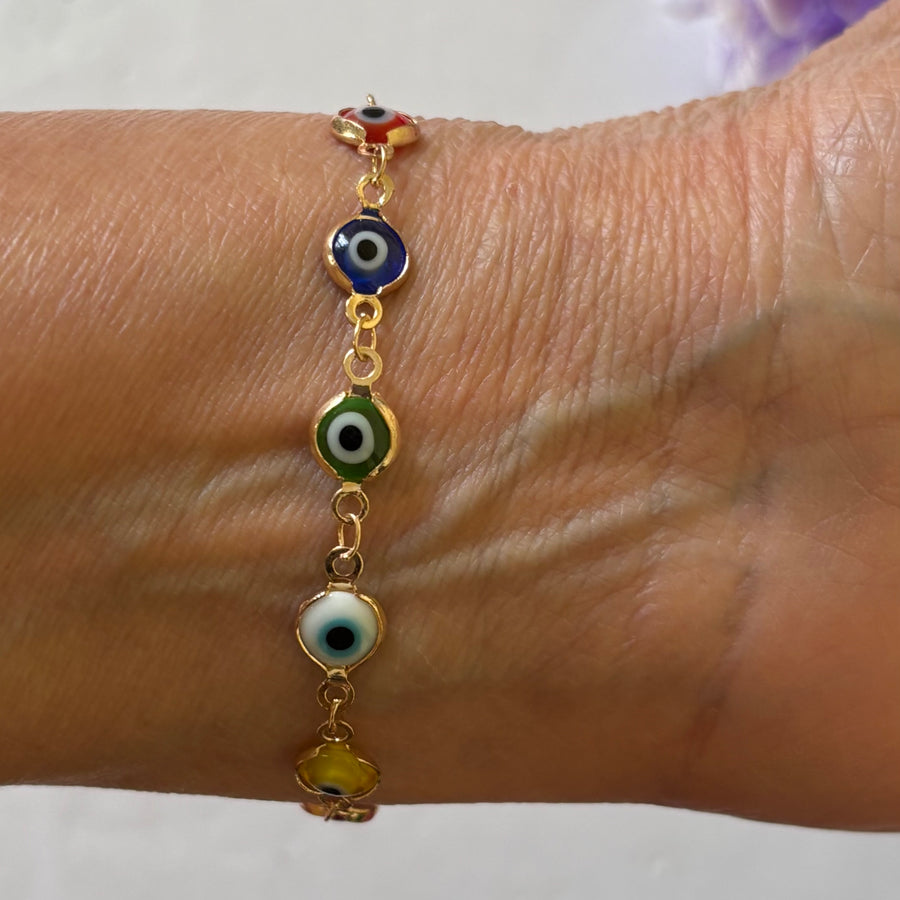Evil eye Multi colour gold bracelet