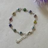 Evil eye Multi colour Silver bracelet