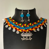 Multicolour thread oxidised chocker