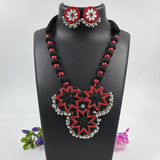 Mirror and cotton bead Necklace