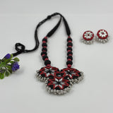 Mirror and cotton bead Necklace