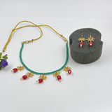 Green Crystal Beads Choker with AD Stone