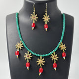 Green Crystal Beads Choker with AD Stone
