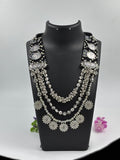 Black fabric 3 layered oxidised Charm Necklace