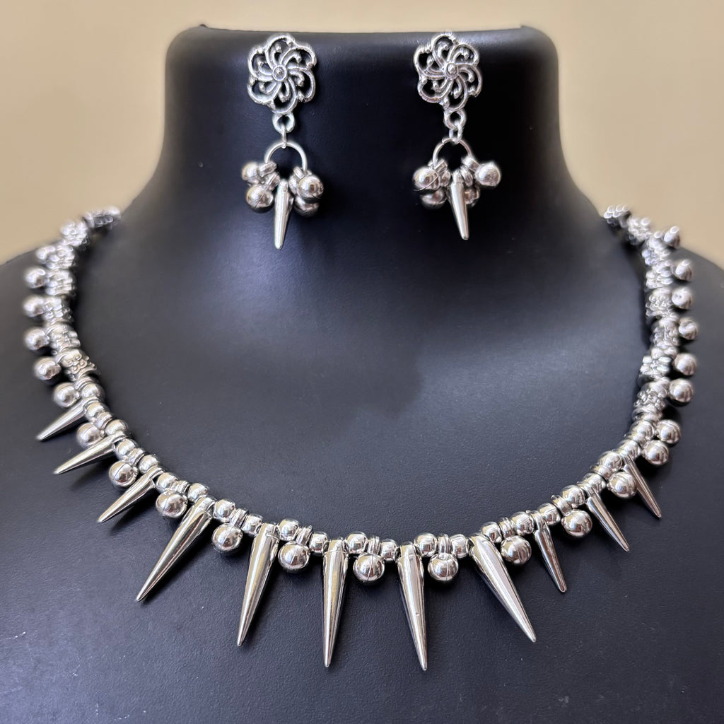 Oxidised  spike chocker necklace