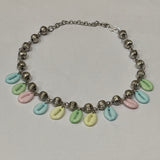 Silver ccb beads chocker necklace with cowrie