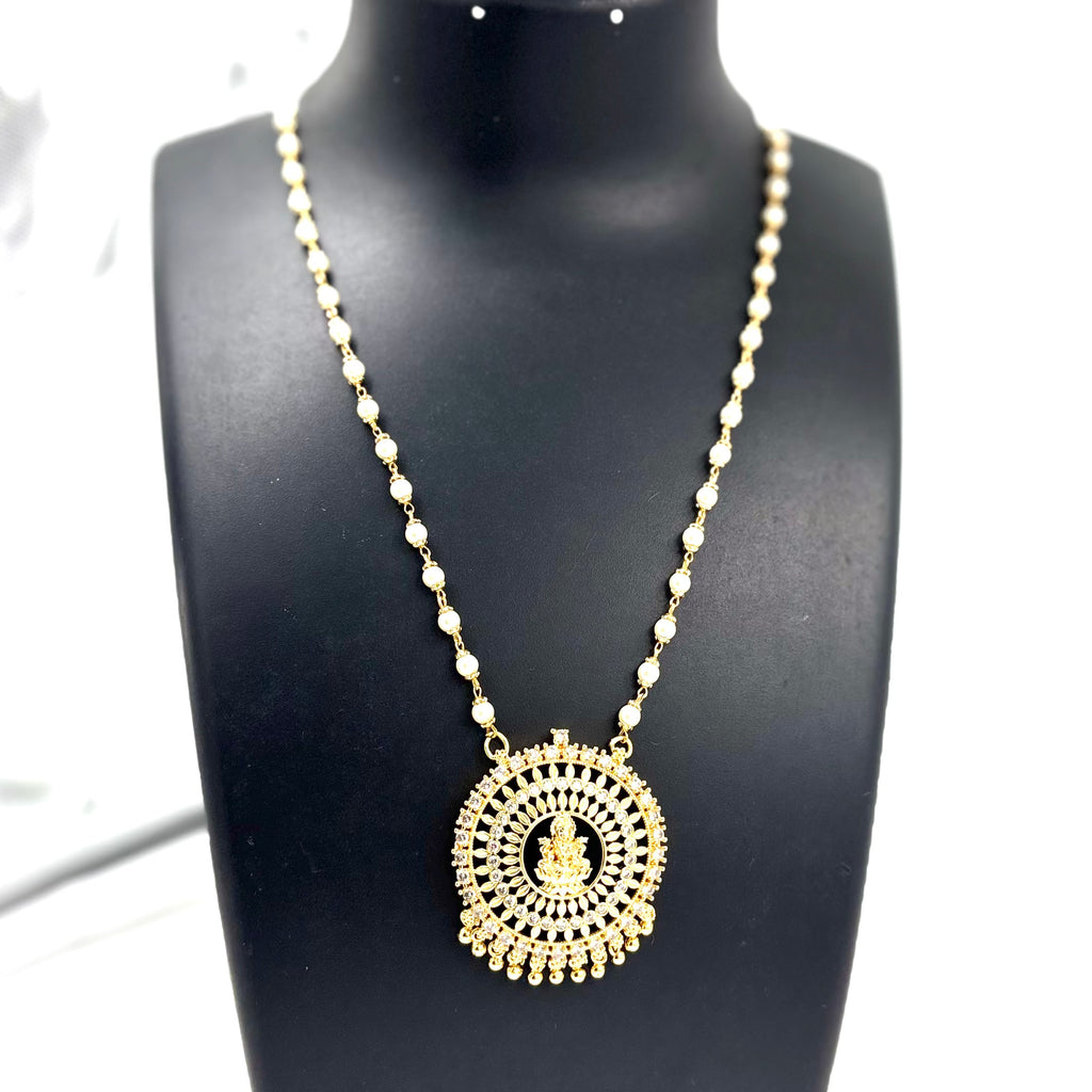 Lakshmi Pendant with pearl chain  Necklace