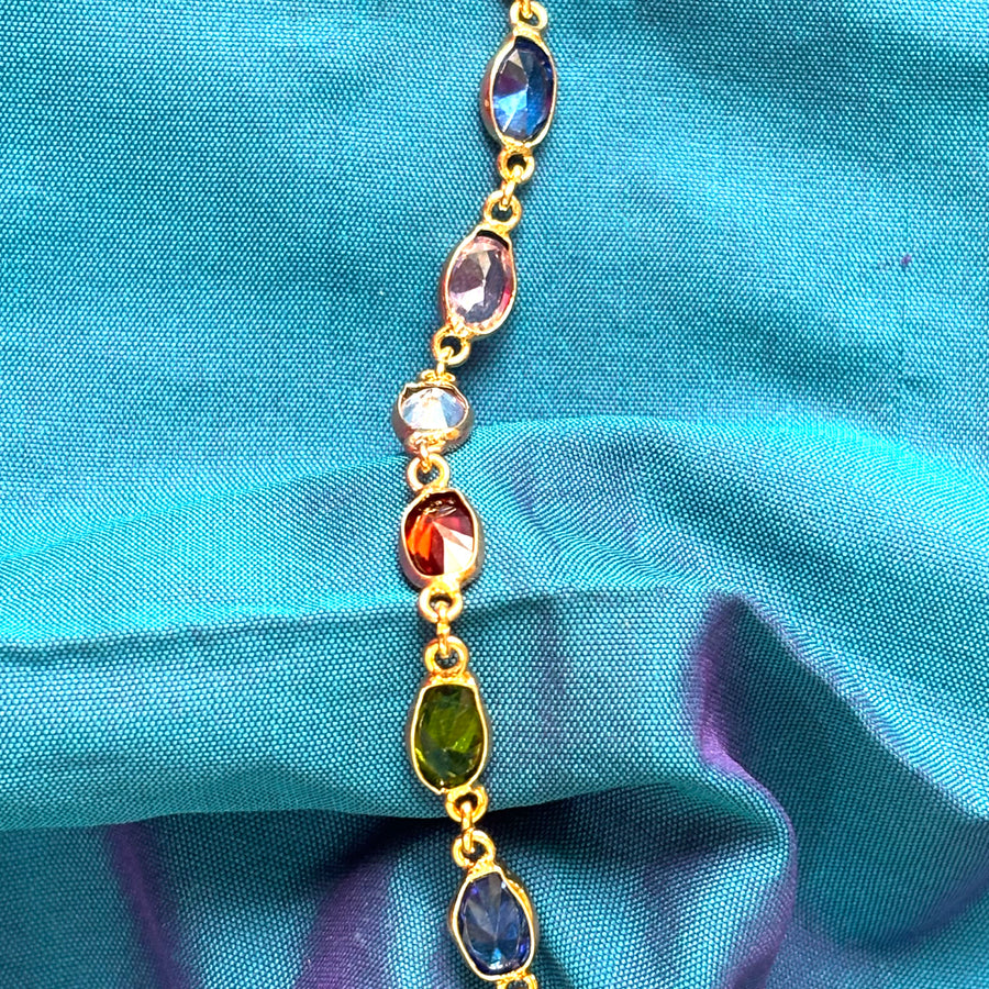 Rainbow Gemstone Micro-Gold Bracelet