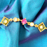 Ruby-CZ Delicate Micro Plated Bracelet