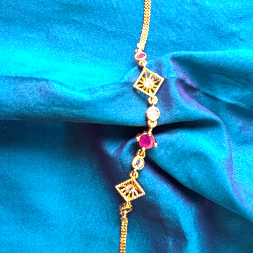 Ruby-CZ Delicate Micro Plated Bracelet