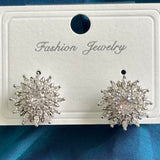 white stone silver plated stud