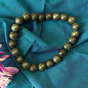 Pyrite crystal beads bracelet