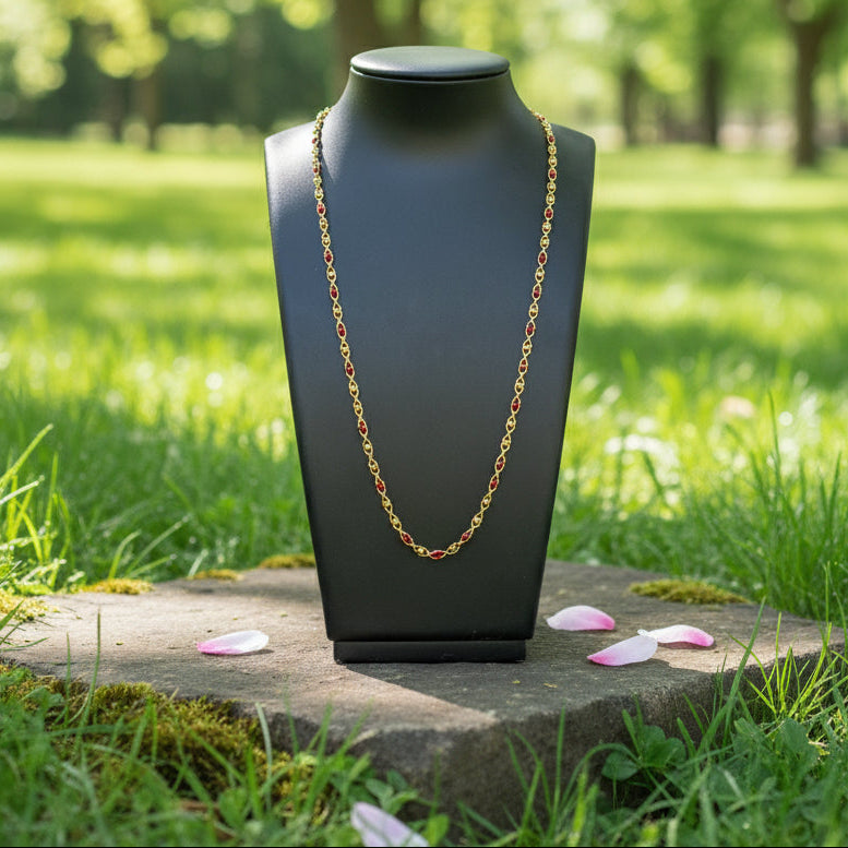Micro-Gold Plated Coral Bead Chain
