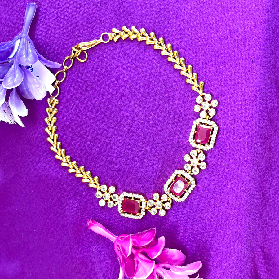 Ruby charm Micro-gold Plated Bracelet