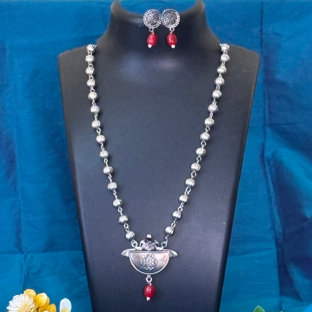Silver ccb beads (red)necklace set