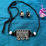 Handmade Black & White Fabric Statement Necklace Set