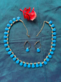 Blue Elegance Drop bead and silver Necklace Set