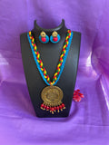 Multicolour heritage Dori necklace set with pendent
