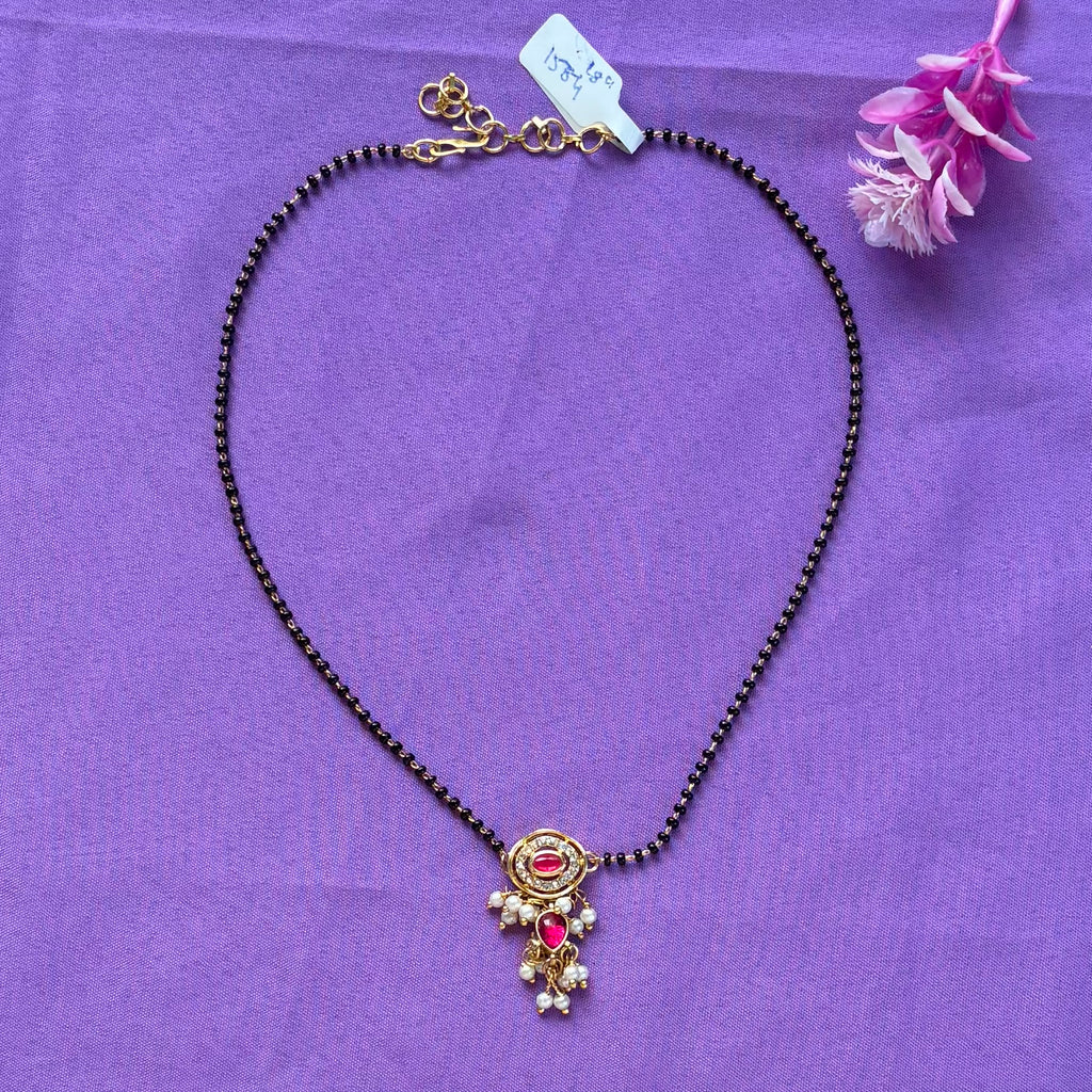 Mangalasutra  red -white stone pendent