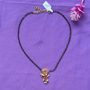 Mangalasutra  red -white stone pendent