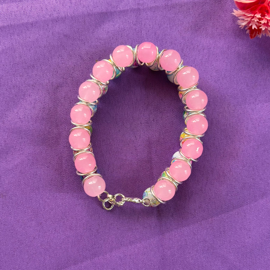 Blush Bloom Handmade Beaded Bracelet
