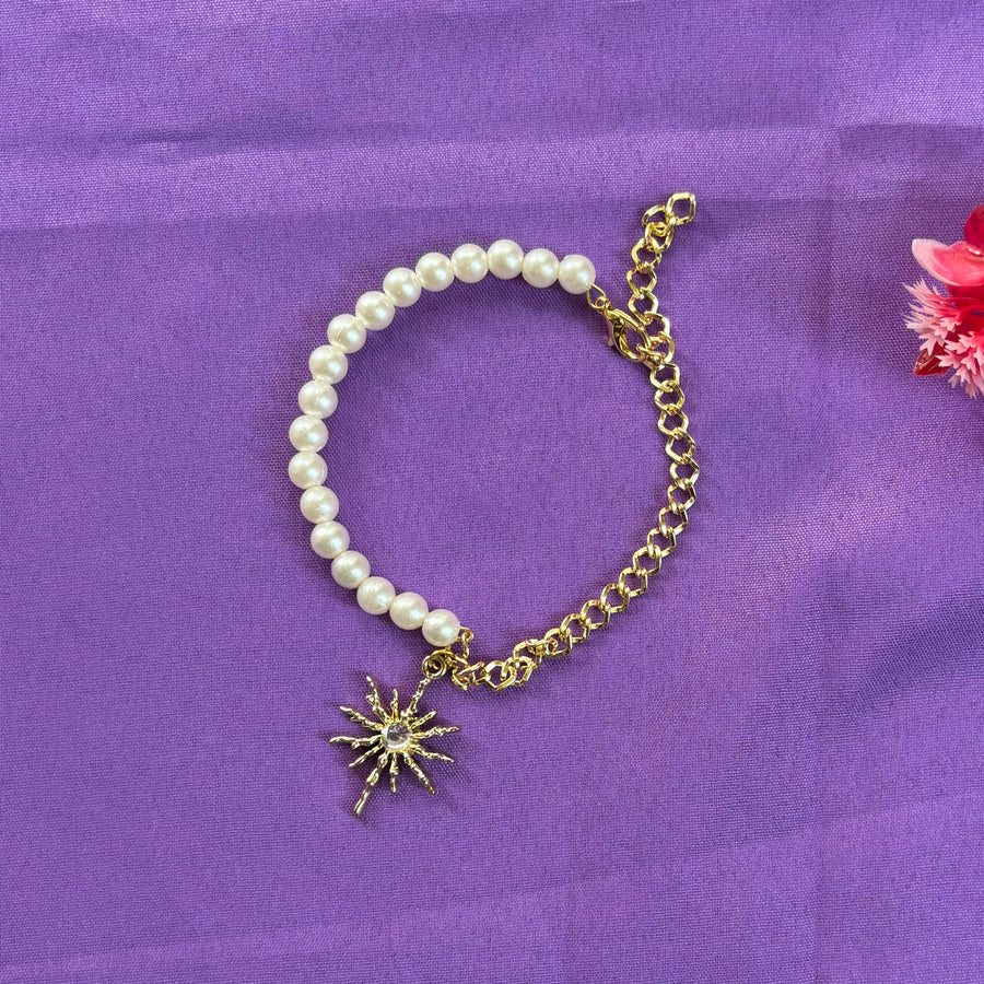 Pearl Sun Charm Bracelet