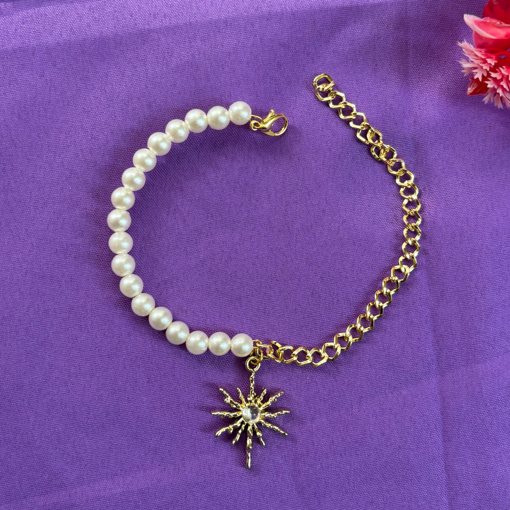 Pearl Sun Charm Bracelet