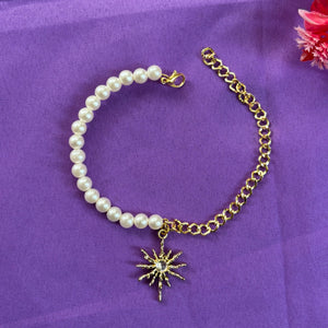 Pearl Sun Charm Bracelet