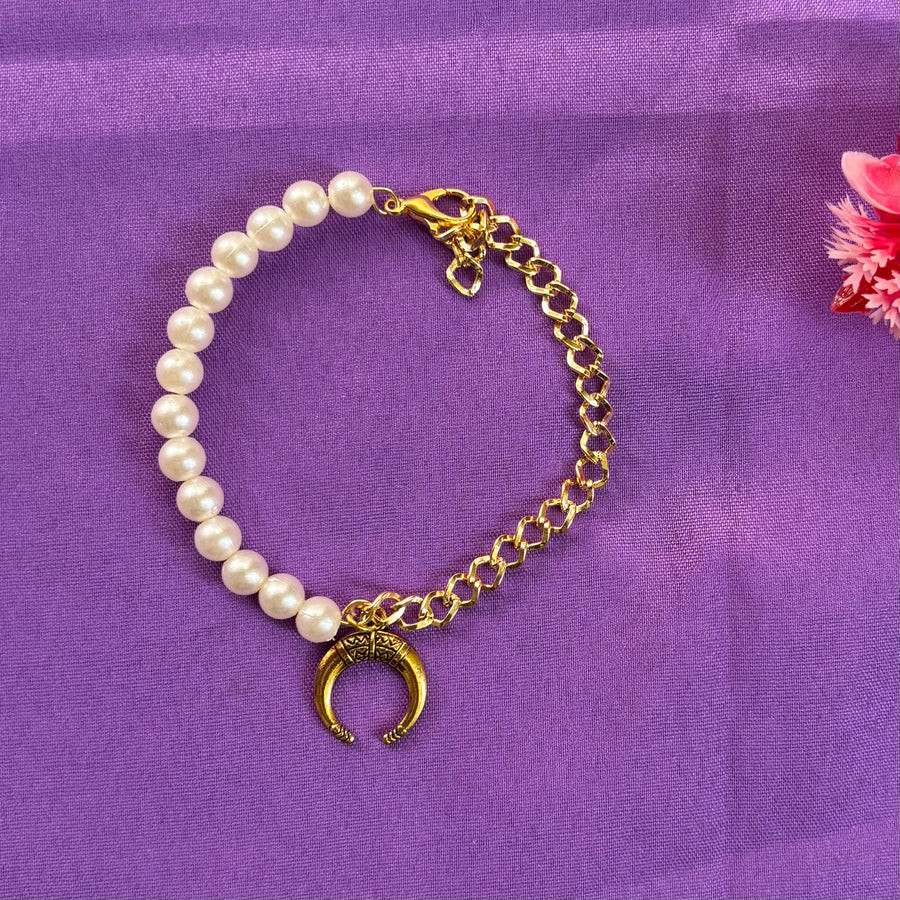 Pearl Moon Charm Bracelet
