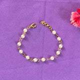 Golden wire knotted pearl bracelet