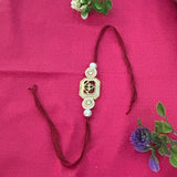 Royal Kundan Bhai Bhabhi Couple Rakhi Set