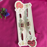 Royal Kundan Bhai Bhabhi Couple Rakhi Set